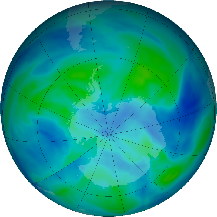 Antarctic ozone map for 01 April 2008